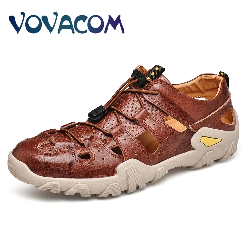 

New Men's Casual Shoes Leather Summer Beach Sandals Mens Gladiator Sandals Men Rubber Outsole Fisherman Breathable Leisure Shoes