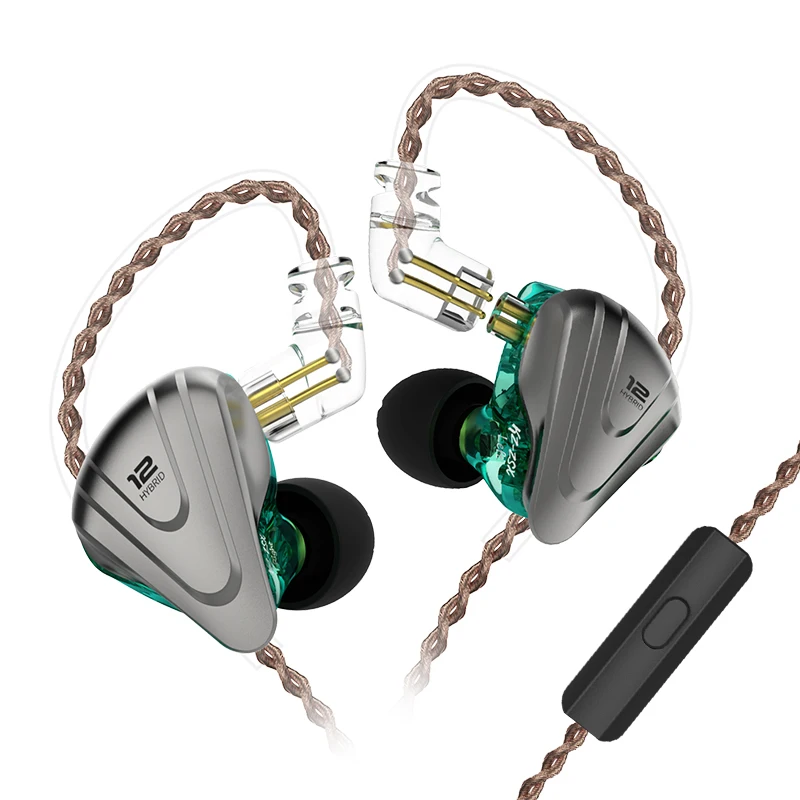 Cyan With Mic Плотным верхним ворсом KZ ZSX феноменальный 5BA+ 1DD 12 блок Гибридный Технология наушники 0,75 мм 2 контактный съемный кабель - Цвет: Cyan With Mic