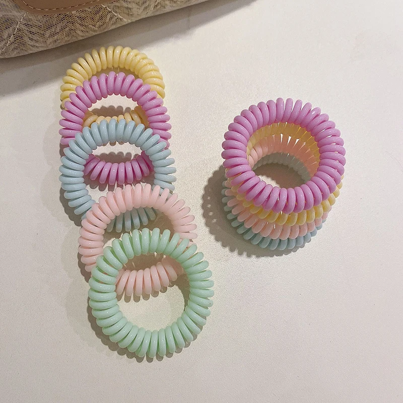 

High Elasticity Girls Hair Ties Hair Rings Telephone Coil Hair Accessories Women Popular Hairbands Spiral 1PC Hair Rope Solid