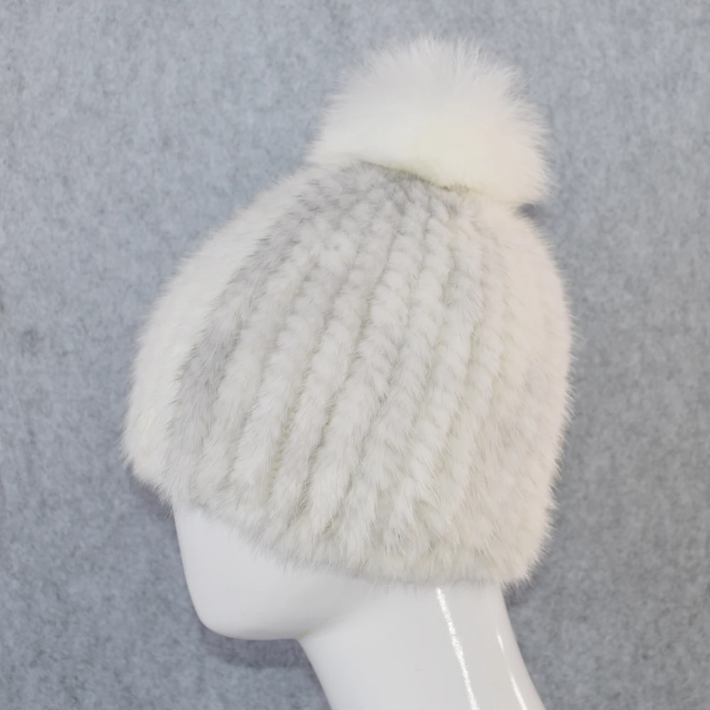 2021 повседневные зимние теплые женские вязаные шапки из натурального меха норки