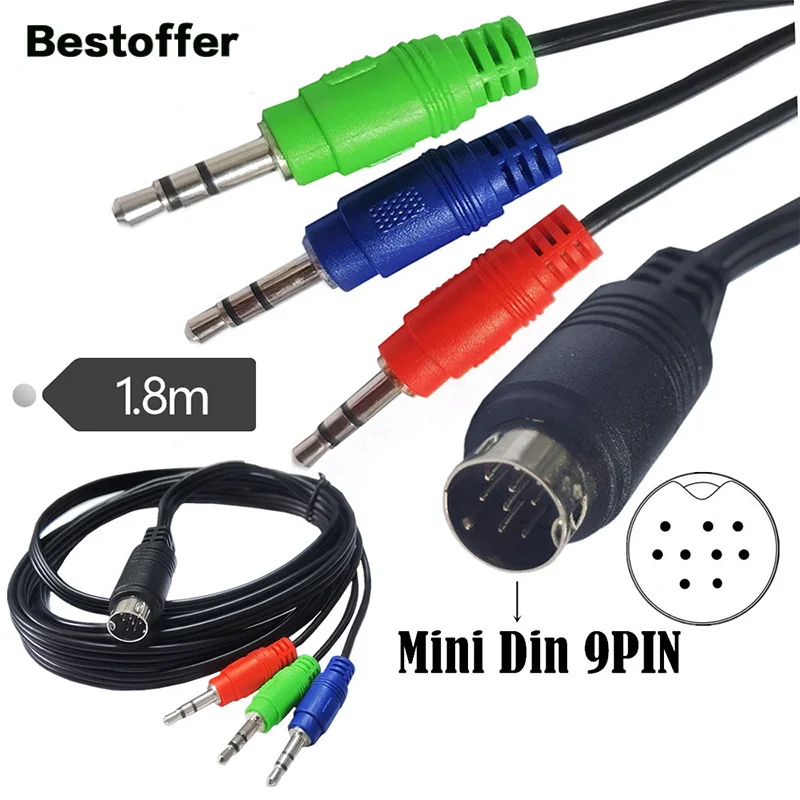 

1.8m Mini DIN 9-Pin Male to DC 3*3.5mm Male Adapter Cable For Audio Receivers Monitoring Equipment