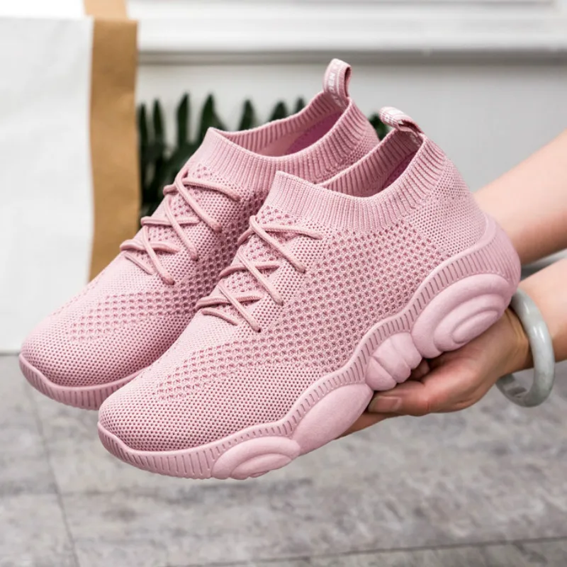 Новинка 2019 осенние модные кроссовки сетчатые дышащие спортивные женские носки