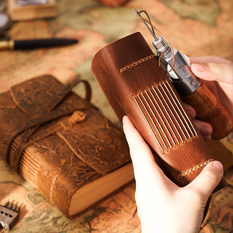 Retro Genuine Leather Notebook Diary Notepad Vintage Thick Sketchbook Creative Stationery Gift Traveler Journal 400 Page | Канцтовары