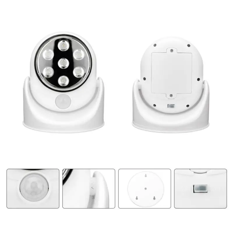

LED Lights Sensor Night Light 180 Degree Adjustment Sensor Light Smart Home 7 Lights Sensor Light For Garden, Balcony, Courtyard