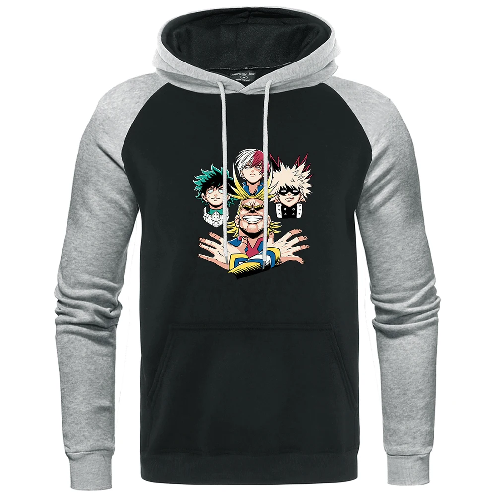 

Толстовка мужская с капюшоном из японского аниме «Моя геройская Академия», флисовый Свитшот реглан в стиле хип-хоп, Повседневный пуловер, м...