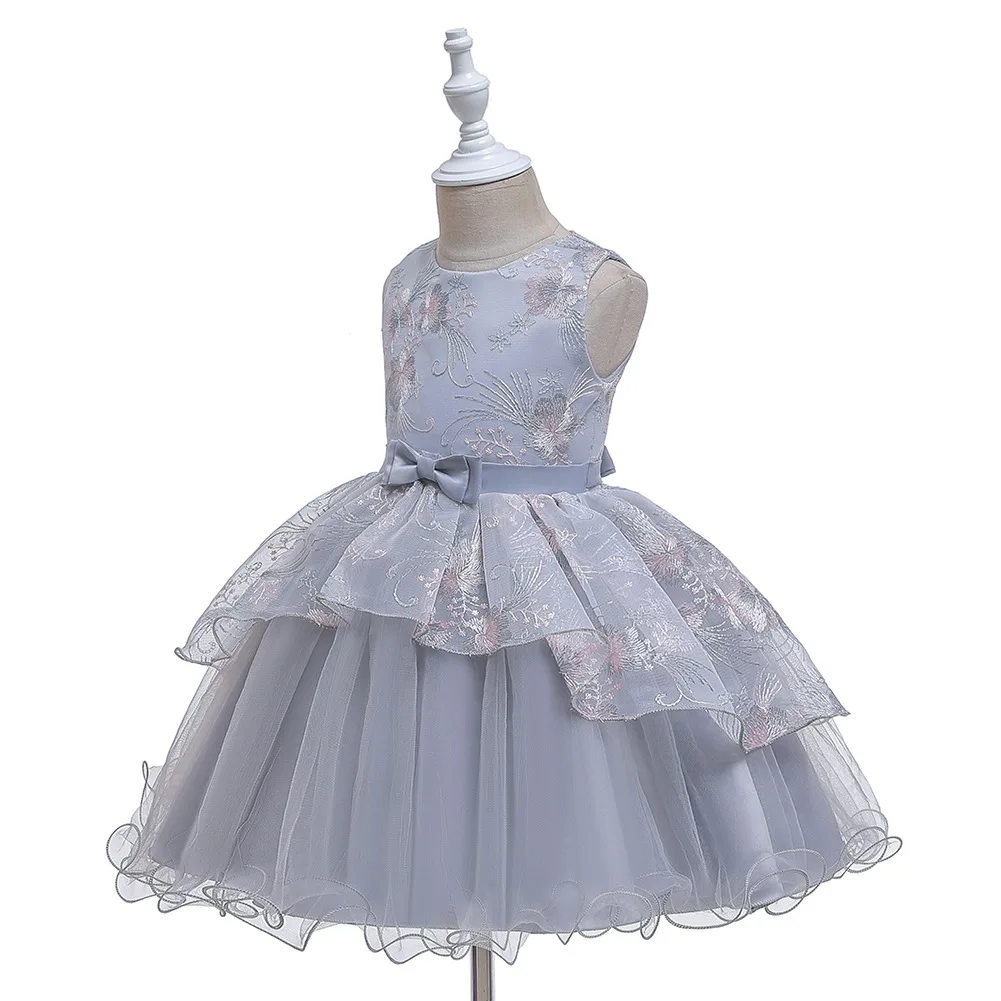 Новое платье с цветочным узором для девочек крещения малышей Детское принцессы