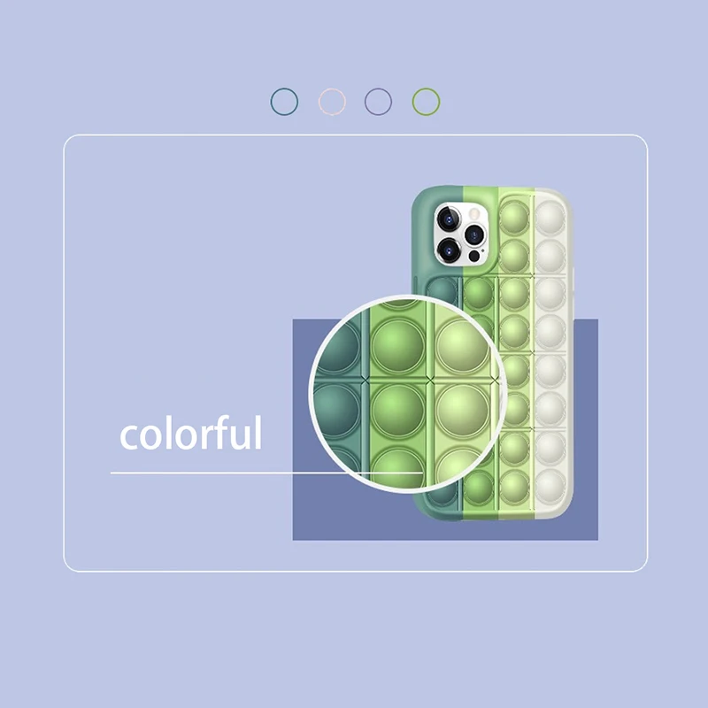 

Fashion Rainbow Relive Stress Pop It Bubble Soft Silicone Phone Case for IPhone 8 7 Plus X XR 11 Pro XS MAX 12 12Mini Xr 11