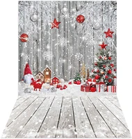 red christmas wood gnome backdrop for photography winter wonderland wooden floor holiday snowflakes let it snow birthday party