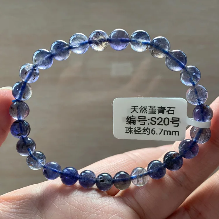 

Natural N Qingshi Blue Crystal Young Spar Bracelet Single Circle Hand String Woman Ornaments Cat Eye Blue Crystal Type Tanzania