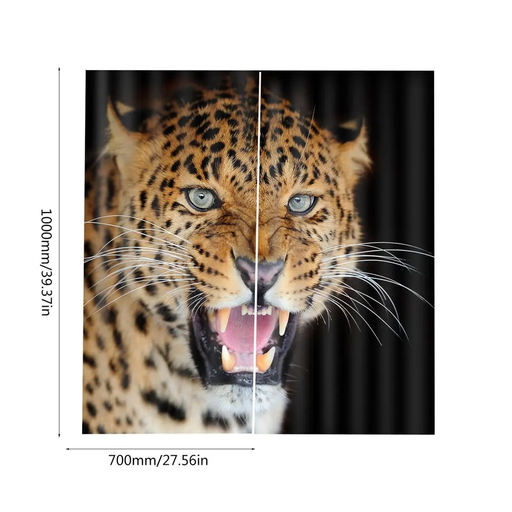 Затемненная 3D занавеска для окна с мультипликационным принтом леопардовая