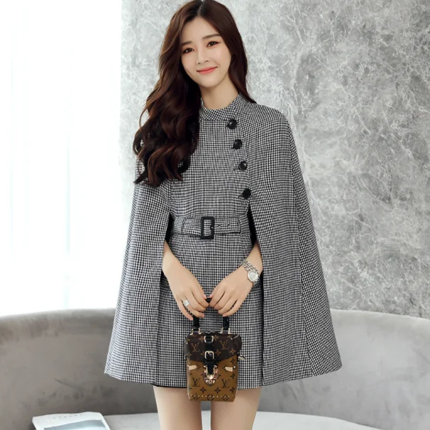 Клетчатое пальто женская куртка осенняя новая накидка в британском стиле