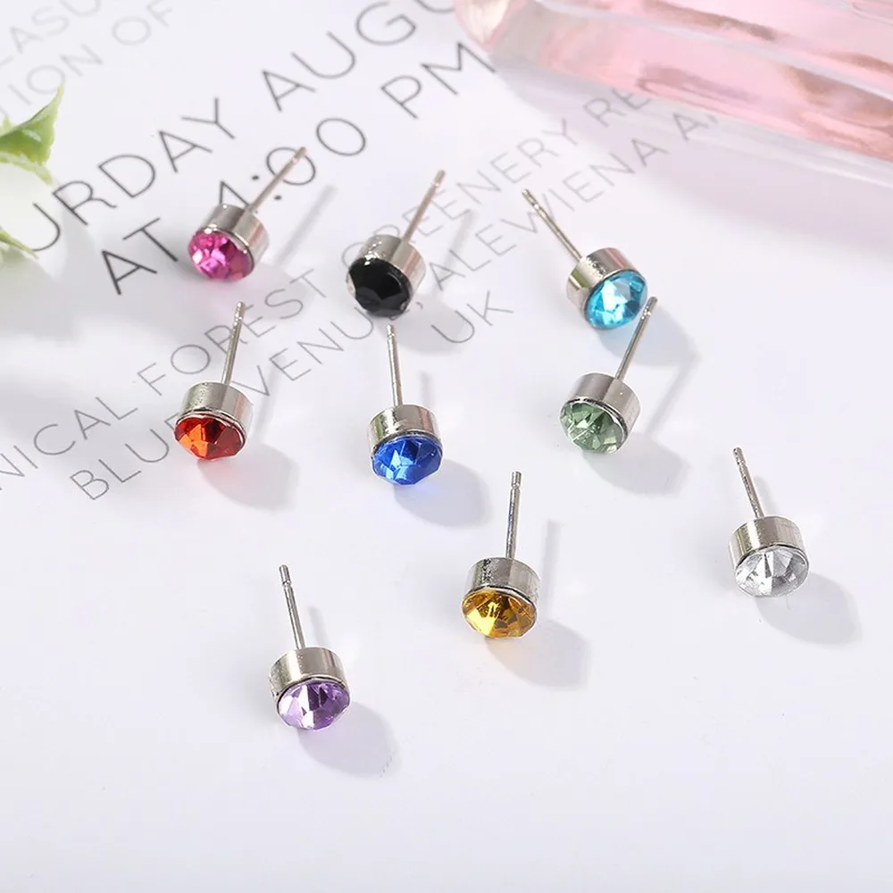 CKW 12 Pairs Colorful Imitation Zirconium Flash Drill Small Earrings For Women Jewelry Accessories Modern Women's | Украшения и