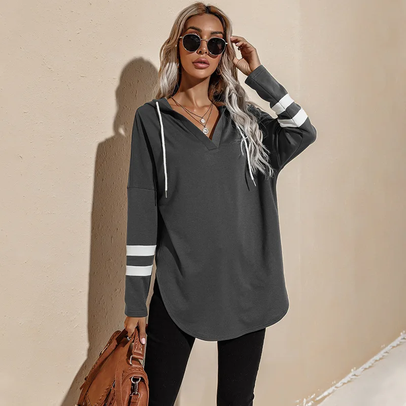 

Woman Clothes Hoodies Lightweight Autumn 2021 Streetwear Thin Long-Sleeved Mid-Length Drawstring Hooded Sweater Blouse Female