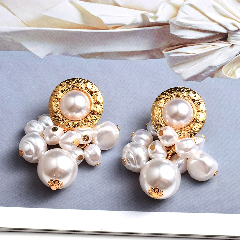 Оптовая продажа металлические серьги-подвески с жемчугом высококачественные