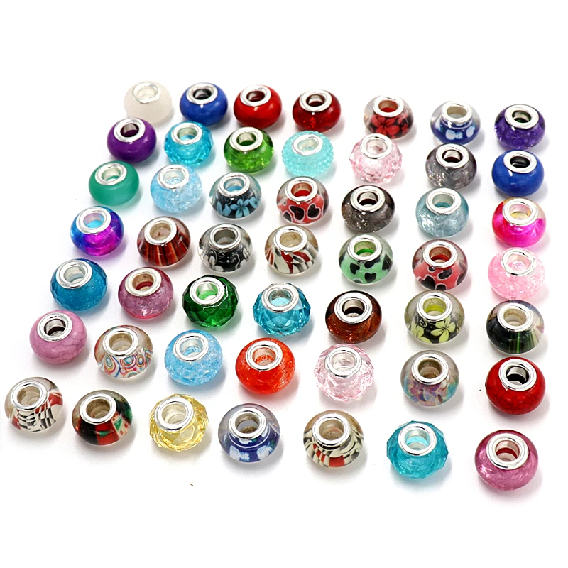 Смешанные красочные стеклянные бусины 30 шт. подходят для женщин в стиле Пандоры
