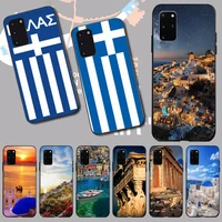 penghuwan ancient flag of greece scenery black tpu soft phone case cover for samsung s20 plus ultra s6 s7 edge s8 s9 plus s10 5g