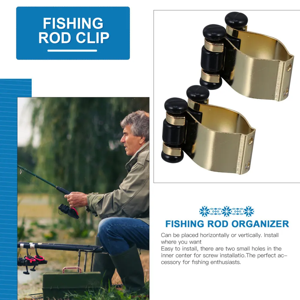 

6 PCS Wall Mount Fishing Pole Clamp Fishing Rod Keeper Metal Pole Clip Cue