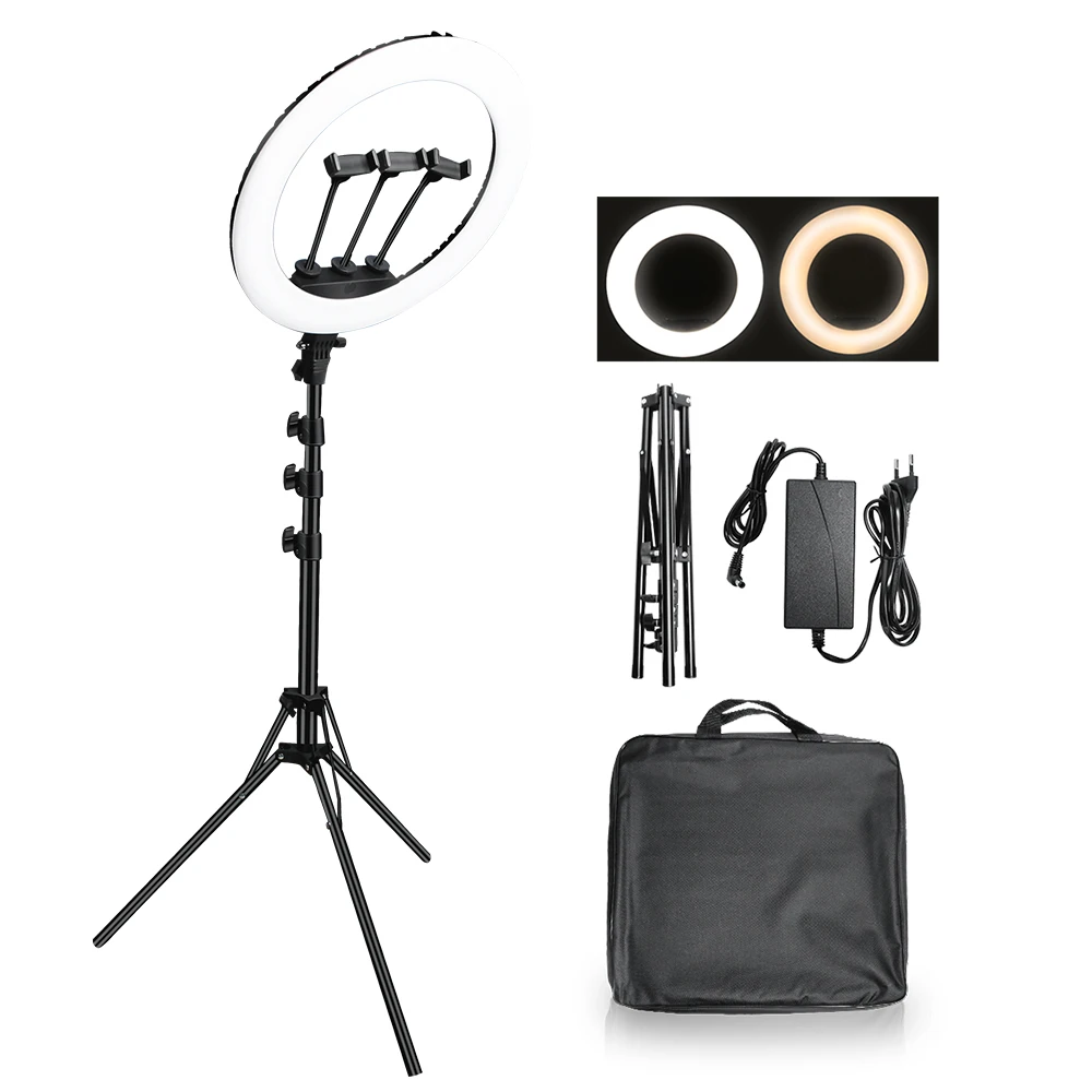 18 Inch 45Cm Selfie Ring Light Led Studio Lighting 3200-5600K Ring Lamps With Stand Tripod 210Cm For Video Ringlight 65W