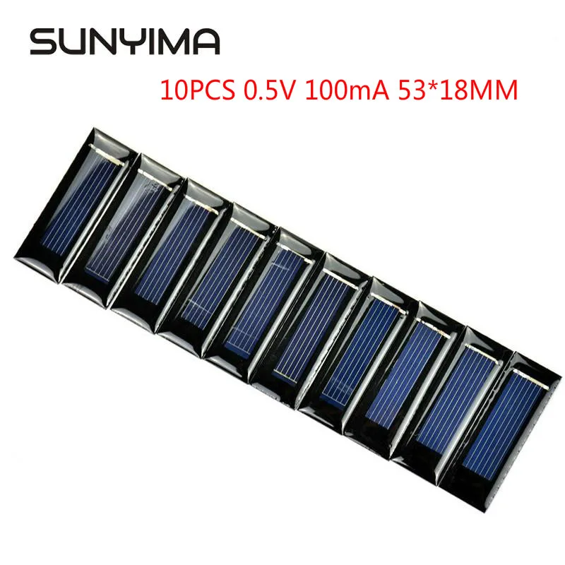 Солнечная панель SUNYIMA 10 шт. 0 5 В 2020 мА 53*18 мм|Солнечные элементы| |