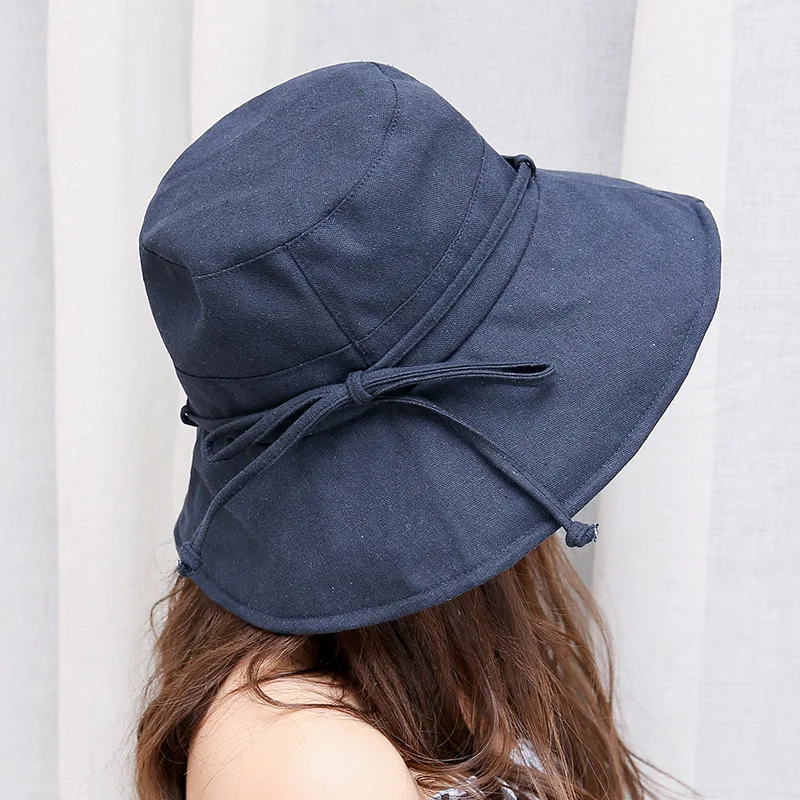 Large Wide Brim Cap Foldable Anti-UV Beach Hat Female Cap Bob Bonnet Elegant Women Summer Sun Hats Fashion Wrinkle Solid Color