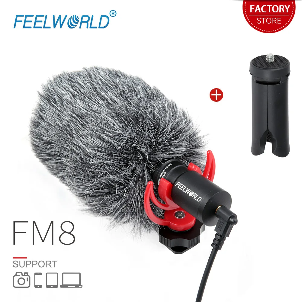 

FEELWORLD FM8 Mini 3.5mm Condenser Microphone for YouTube Video Live Broadcast Online Meeting Phone Canon DSLR Zhiyun Stabilizer
