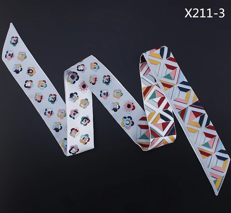 120 см * 5 Шелковый маленький длинный женский шарф с маленьким цветочным принтом