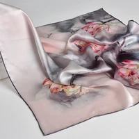100 natural silk square scarf women flower print small real silk bandana hair scarf luxury headband real silk head scarf