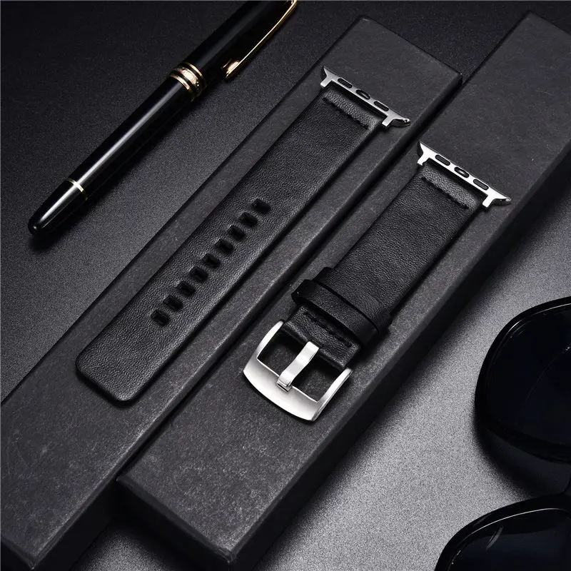 

Ремешок из натуральной кожи для Apple Watch Series 6 SE 5 4 3, сменный Браслет для наручных часов, 38 мм 40 мм 42 мм 44 мм