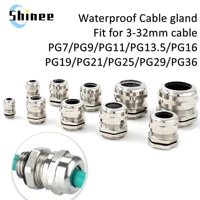 waterproof cable gland connector ip68 nickel plated brass metric cable pg7 pg9 pg11 pg13 5 pg16 pg19 pg21 fit 3 32mm for cable