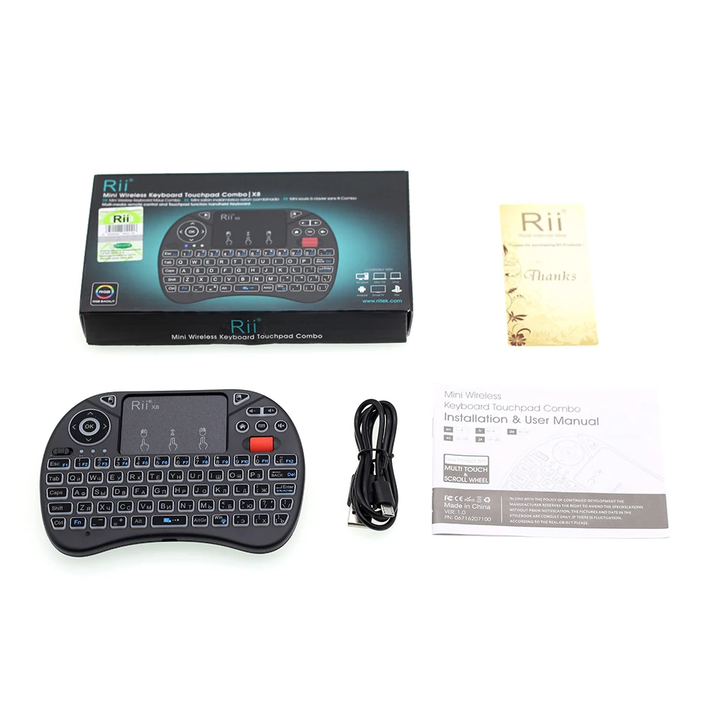 

Rii i8x 7Color Backlit Mini Wireless Keyboard 2.4G Air Mouse with TouchPad for Android Smart TV Box Mini PC IPTV X96 H96