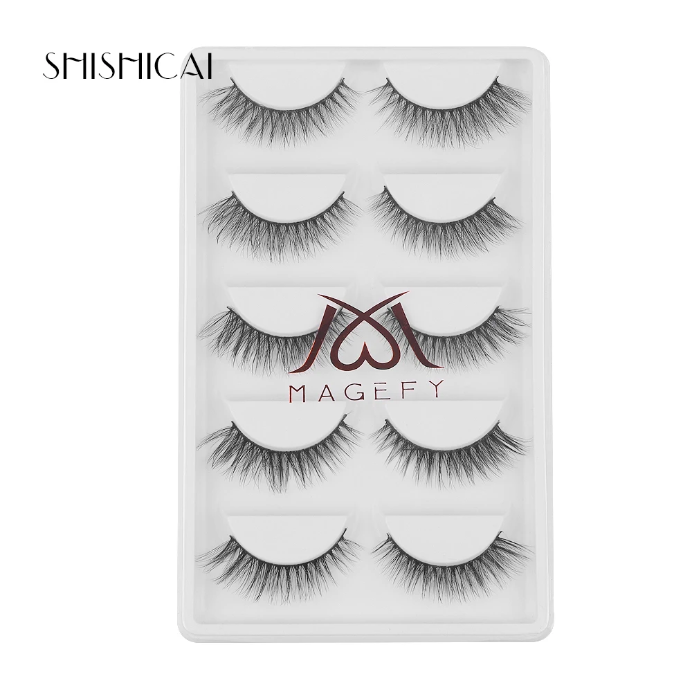 5 пар/компл. ресницы из натуральной норки 3D натуральный крылатые Черные Накладные