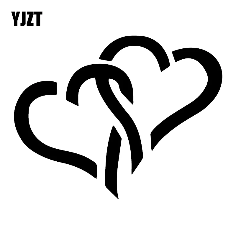 

YJZT 16,8X13,3 см кольцо с двойным сердцем модные наклейки на окна автомобиля мультяшный винил наклейки C25-1337