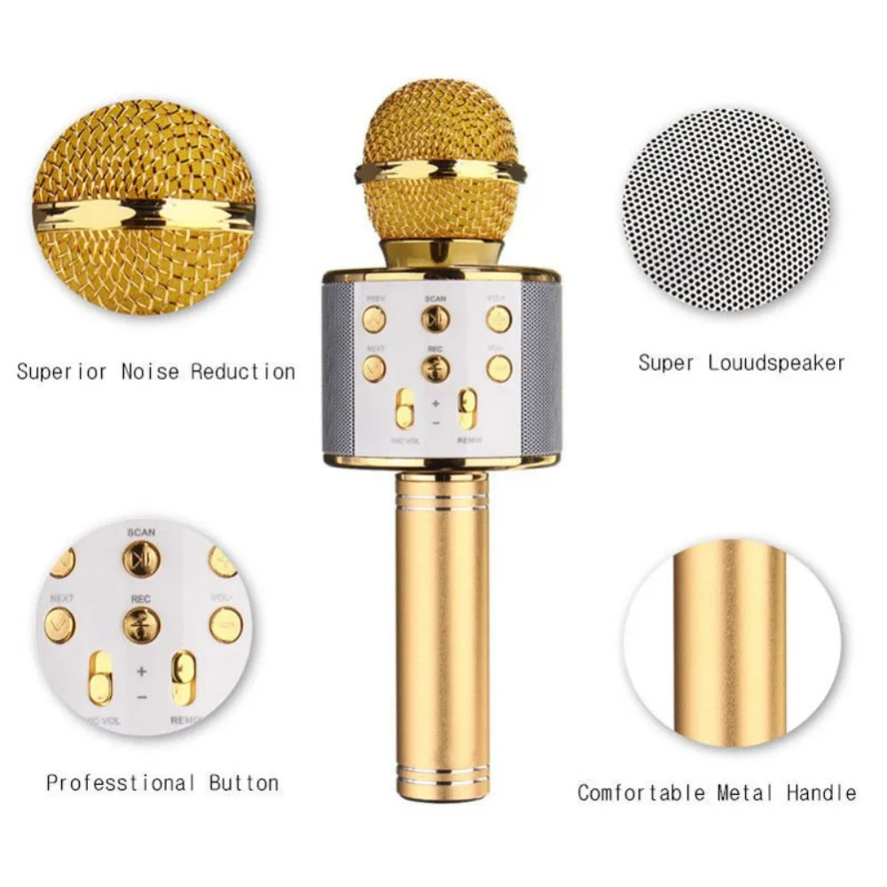 WS-858 Bluetooth беспроводной ручной микрофон для караоке USB KTV плеер динамик Запись