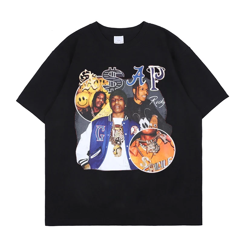 Asap Rocky Harajuku футболка для мужчин 2021 летняя одежда в стиле хип хоп футболки уличном