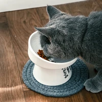 non slip ceramic cat bowl feeder with raised stand bone china cervical protect food water ceramic cat food bowl pet supply