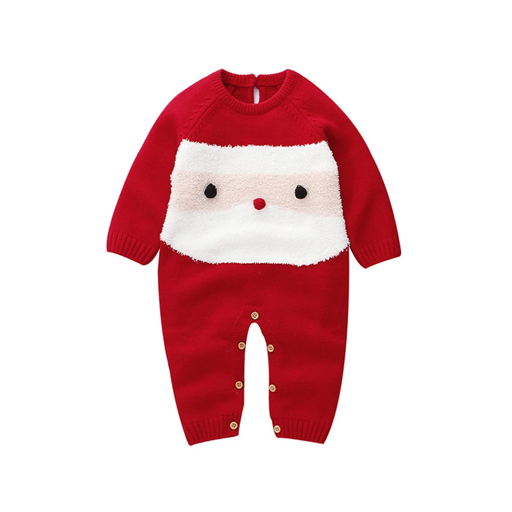 

Baby Boys Christmas Rompers Reindeer Knitted Infantil Jumpsuits Toddler Girls New Year's Costume Children Warm Wool Bbay Clothes