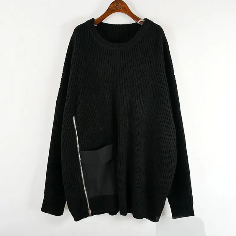 XITAO Tide Plus Size Patchwork Pocket Sweater Women Clothes 2019 Winter Pullover Full Sleeve Split Knitted Top New GCC2860 | Женская
