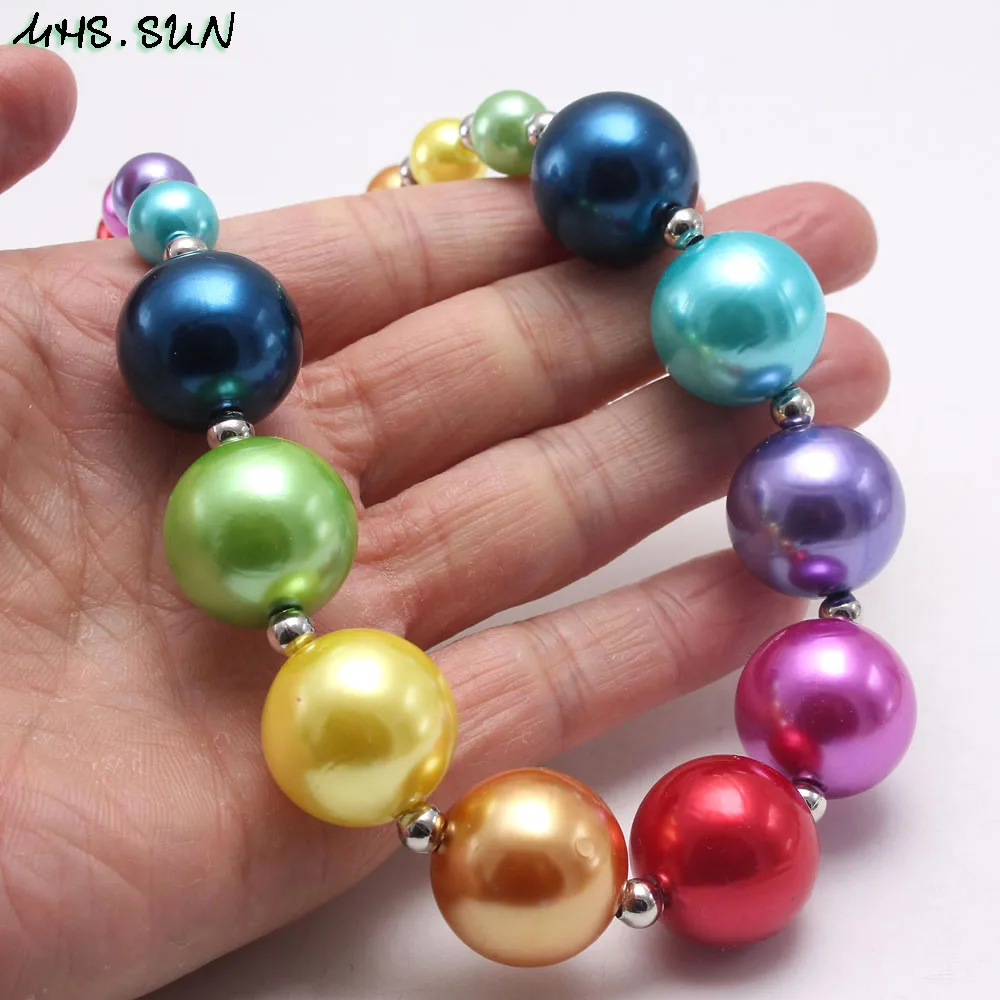 MHS.SUN Радужное цветное детское ожерелье из АБС-пластика жемчужное жевательной