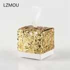 5 шт. блестящая Подарочная коробка, Свадебная подарочная коробка для сувениров, свадебная декорация, Свадебная коробка для конфет, коробка для шоколада, золотая, серебряная