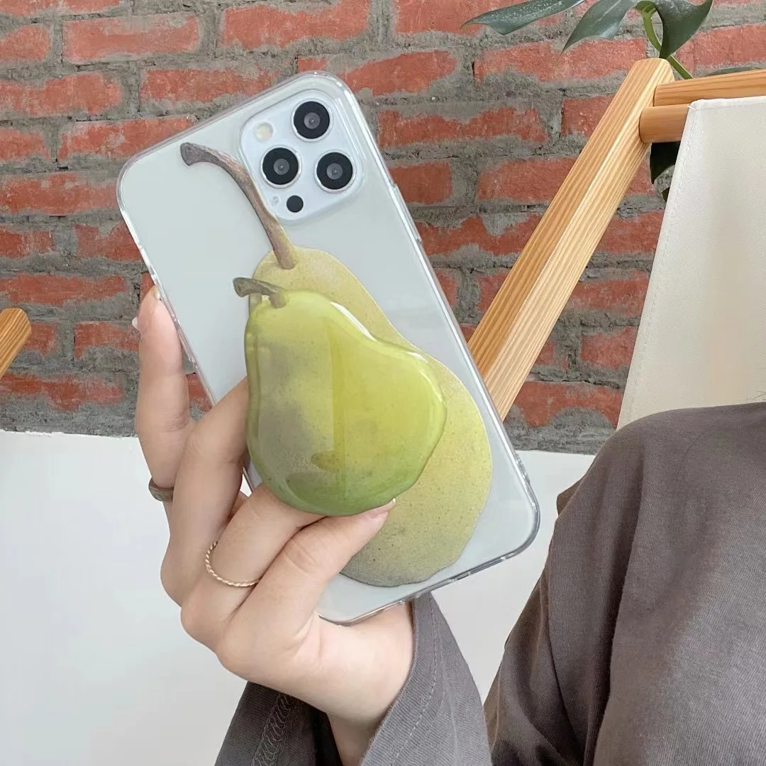 Корейская забавная 3D с фруктами грушей Кронштейн Прозрачный чехол для