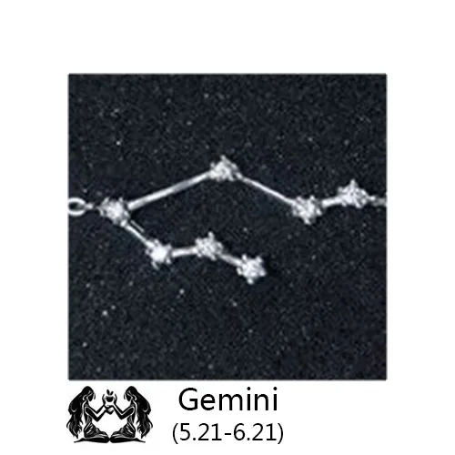 Gemini Trustdavis Настоящее 925 пробы Серебряный Кристалл Телец Козерога Скорпион 12 Созвездие браслет для женщин Свадебные украшения - Окраска металла: Gemini