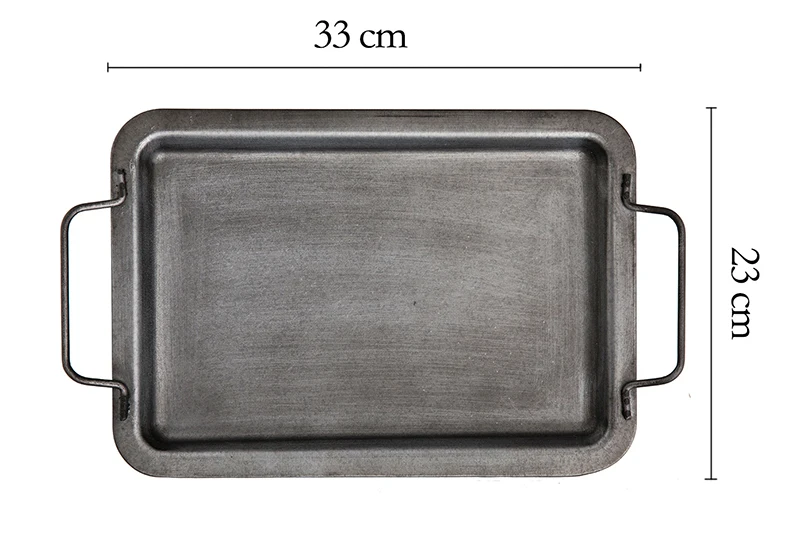 Квадратная железная тарелка в европейском и ретро стиле с ручками металлический