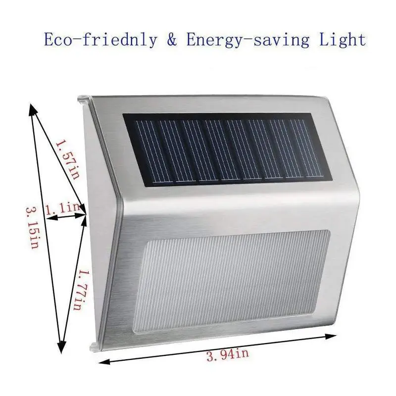 

Super Bright Solar Powered 3Led Door Fence Wall Lights Steel For Home Light Staircase Outdoor Garden I8W0