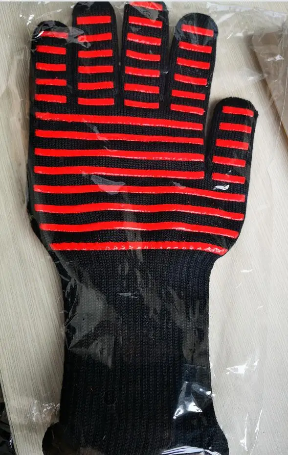 Black Red Gloves GEEAIR 4*5,5 дюймов черные синие хлопковые силиконовые перчатки для барбекю на открытом воздухе высокотемпературные перчатки для микроволновой печи сопротивление 300 - Цвет: Black Red Gloves