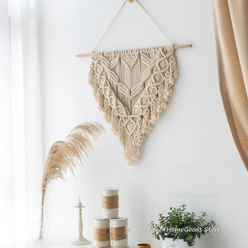 

Macrame Nordic Style Hand Woven Tapestry Wall Hanging Tapestry Boho Decoration Room Living Room Art Decor 55x60cm Bohemian Decor