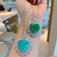 charms 925 sterling silver 2020mm paraiba tourmaline emerald lab diamond pendant necklace for women wedding party fine jewelry