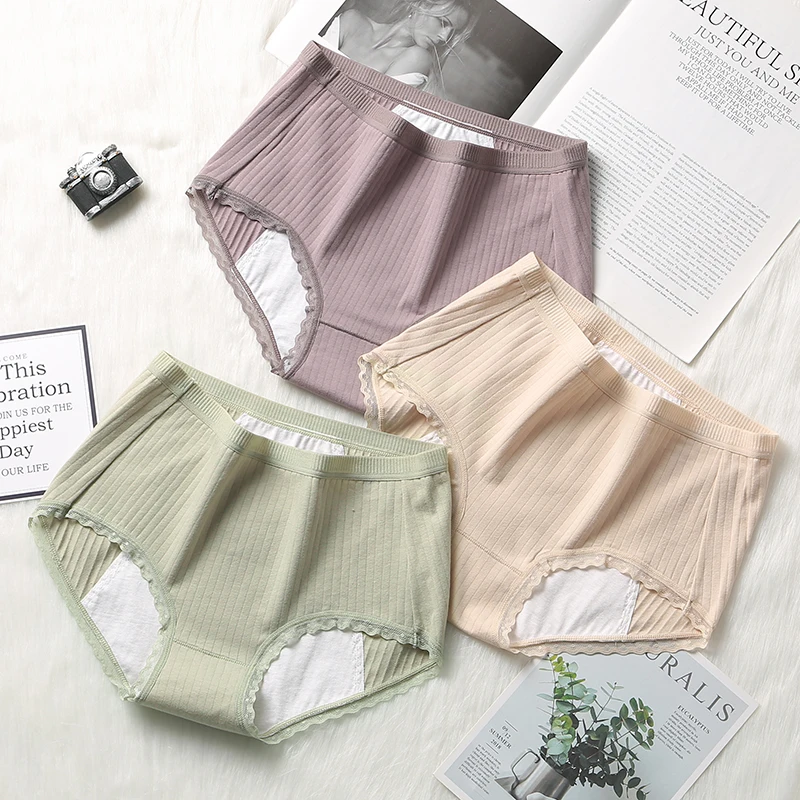 

Трусы женские менструальные однотонные, кружевные, дышащие