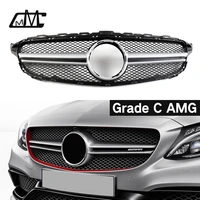 abs silver color front grille c class amg style for mercedes w205 for 2015 2018 c class c180 c200 c300 exterior accessories