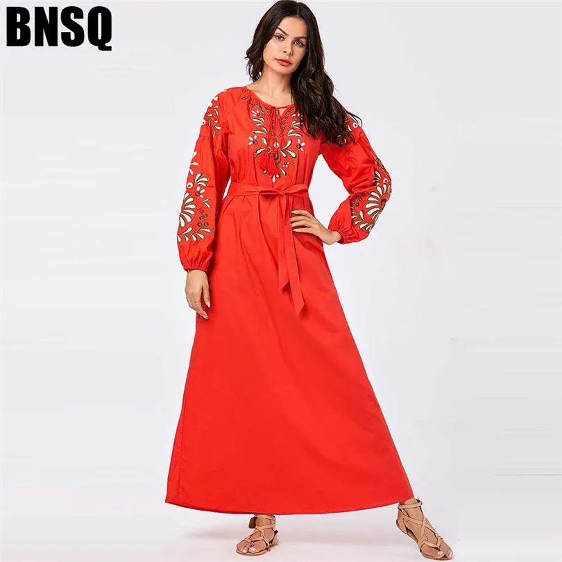 Женская мусульманская одежда макси с длинным рукавом длинное платье