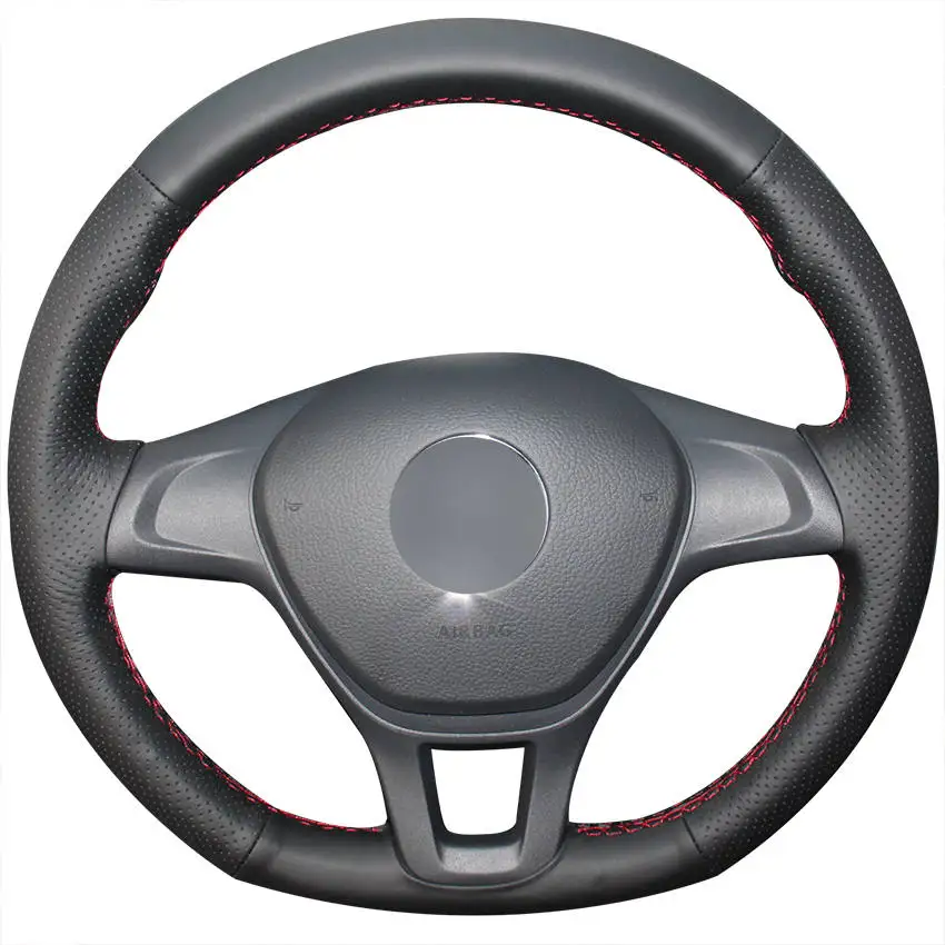 

Чехол рулевого колеса из натуральной кожи для Volkswagen VW Golf 7 Mk7 New Polo 2014 2015 2016 2017